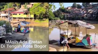 Tak Ada Jembatan, Warga di Tengah Kota Bogor Masih Ada yang Pakai Eretan untuk Seberangi Sungai, Publik: Miris