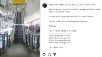 Atap Mal di Jakarta Pusat Bocor, Air Banjiri Lantai