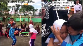 Haru! Adiknya Menang Lomba Hula Hoop, Sang Kakak Langsung Berlari Memeluk Sambil Menangis, Warganet: Didikannya Keren