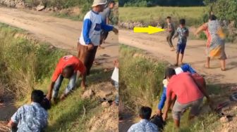 Viral Video Sepeda Motor Masuk Sawah, Warganet Malah Salfok Sama Emak Kejar Anaknya