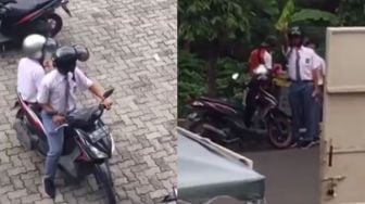 Padahal Dekat Pagar Sekolah, Viral 2 Pelajar Malas Jalan Kaki Jajan Boncengan Naik Motor