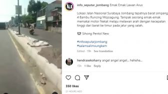 Beredar Video Emak-emak di Jombang Ngebut Lawan Arus, Warganet: Angel..,Angel..,Angel!