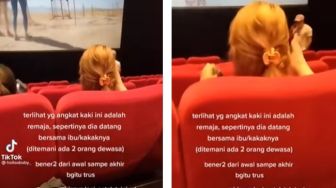 Viral, Tingkah Penonton Bioskop Duduk Berselonjor ke Sandaran Kursi Lain, Publik: Biasa Nonton Layar Tancap