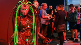 Salah satu karakter animasi dalam game yang dipajang saat pameran video game Gamescom di Cologne, Jerman, Rabu (24/8/2022). [Ina FASSBENDER / AFP]