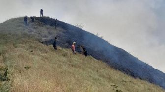 Kebakaran Hebat Landa Lereng Gunung Penanggungan di Mojokerto