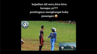 Asyik Tanding Bola, Cowok Ini Kena Mental Saat Dijemput Cewek ke Tengah Lapangan