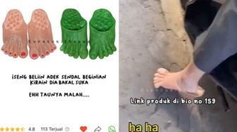 Isengin Adik Beli Sendal Unik, Pas Nyampe Bentuknya Kocak Abis