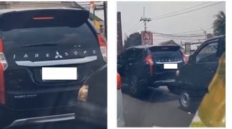 Potret Mitsubishi Pajero Sport Berhenti di Jalan Jadi Sorotan, Tulisan di Belakang Bikin Geleng-Geleng