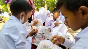 Ajak Ratusan Anak SD hingga SMA Membatik, Kalurahan Gilangharjo Launching Desa Wisata Pembatik Cilik