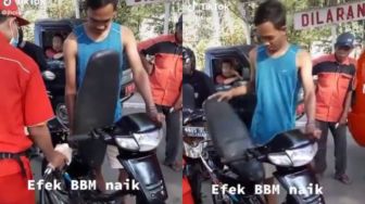 Pria Ini Modifikasi Sepeda Motornya Jadi Nyeleneh, Singgung: Efek BBM Naik