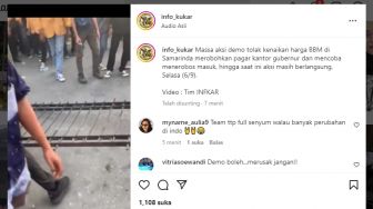 Demo Tolak Kenaikan Harga BBM di Samarinda, Pagar Kantor Gubernur Kaltim Roboh, Massa Paksa Masuk