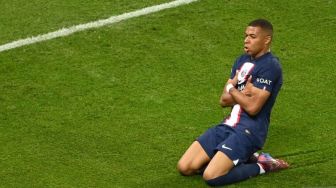 Selebrasi Kylian Mbappe setelah mencetak gol Paris Saint-Germain dalam pertandingan Grup H Liga Champions lawan Juventus pada 7 September 2022. ANTARA/AFP/ALAIN JOCARD.