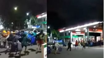 Beredar Rekaman Video Puluhan Warga Serbu SPBU Bawa Jerigen, Penampakannya Kayak Mau Perang