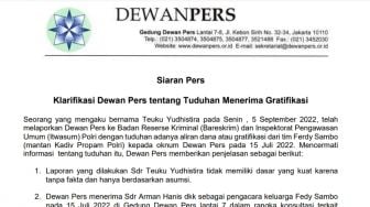 Bantahan Dewan Pers Soal Tuduhan Terima Gratifikasi dari Timnya Ferdy Sambo