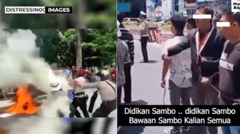 Bentrok saat Demo Tolak Kenaikan Harga BBM, Massa Ejek Polisi: Didikan Sambo Kalian Semua!