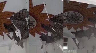 Parah, Baru Diresmikan Plafon Masjid Tanjak Batam Runtuh Bersamaan, Video Detik-detik Plafon Berjatuhan Pun Viral