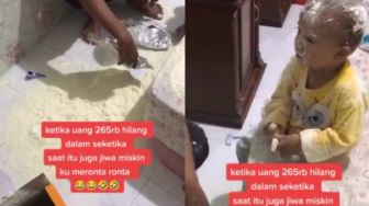 Bocah Ini Tumpahkan Susu hingga jadi Mainan, Warganet Ingatkan Orang Tua Tak Marahi Anaknya