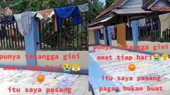 Pagar Rumah Ini Digunakan Tetangga untuk Jemur Baju, Warganet Ikutan Geram