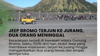 Beredar Kabar Jeep Wisata Gunung Bromo Terjun ke Jurang, 2 Orang Tewas, 4 Luka-luka