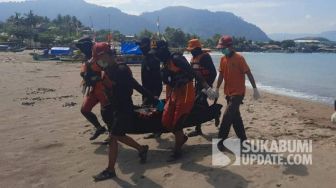 Masih Berseragam PNS Lengkap, Jenazah Penyelamat Dua Bocah di Palabuhanratu Ditemukan di Pantai Istiqomah