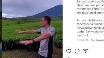 Lari Pagi di Kaki Gunung Gare Pagar Alam Sumsel, Menteri Sandiaga Uno: Masya Allah Hamparan Kebun Teh