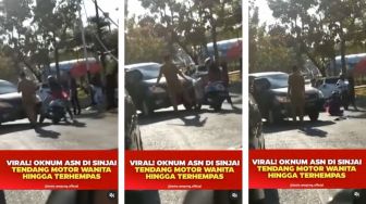 Detik-detik Oknum ASN Tendang Motor Seorang Wanita Sampai Terhempas