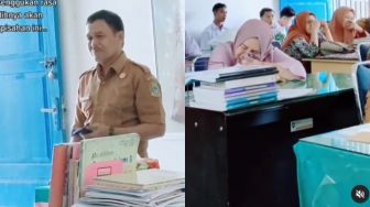 Kepala Sekolah Ini Pamitan Saat akan Dimutasi, Momen Perpisahannya Mengandung Bawang