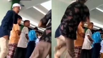 Heboh Video Dua Bocah Adu Jotos di Dalam Masjid Saat Jemaah Lain Khusyuk Salat, Publik: Yang Video Nggak Salat?