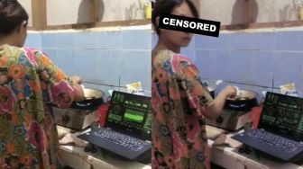 Emak-emak Masak Sambil Jadi Hacker Sindir Oknum Polisi Yang Viral, Netizen: Ngeri Mainannya