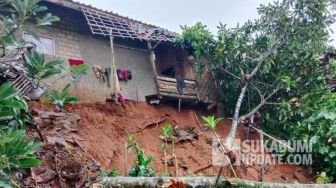 Pemandangan Mengerikan akibat Pergerakan Tanah di Pinggir Aliran Sungai Ciletuh Sukabumi