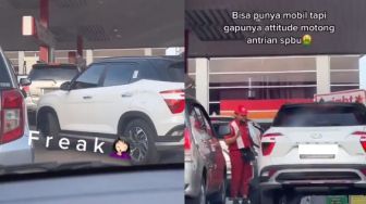 Duh Tak Tahu Malu! Pemobil Serobot Antrean SPBU sampai Kena Tegur Petugas, Publik: Mobil Elit Isi Bensin Sulit