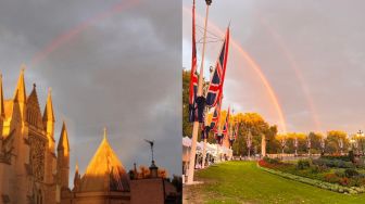 Pelangi Kembali Muncul di Westminster dan Buckingham Jelang Pemakaman Ratu Elizabeth II