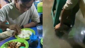 Cuci Tangan dengan Air Banjir saat Makan, Aksi Pria Ini Panen Hujatan