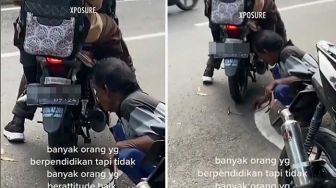 Pria Tua Mengisi Angin Ban tapi Pemotor Tak Turun, Publik Singgung Adab vs Ilmu