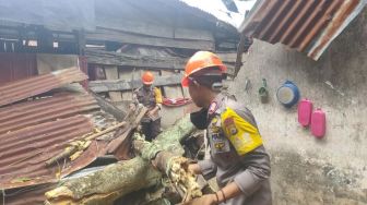 Respons Cepat Tim SAR Brimob Bone Evakuasi Pohon Tumbang
