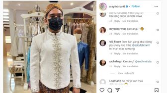 Heboh, Foto Pria Bermasker Fitting Baju Pengantin, Netizen: Ini Mah Kaesang!