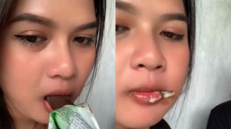 Ikuti Tren Viral Makan Es Krim Belepotan, Ending Video Wanita Ini Plot Twist Banget: Maskeran