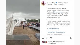 Hujan Disertai Angin Kencang, Tenda di Festival Layang-layang di Surabaya Porak Poranda