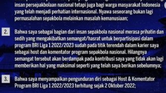 Valentino Jebreeet Mengundurkan Diri Sebagai Host Liga 1 Pasca Tragedi Kanjuruhan, Sikapnya Banjir Pujian Netizen