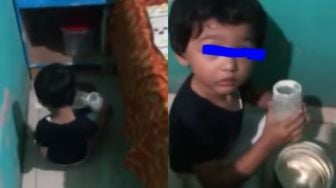 Reaksi Lucu Bocah saat Dipergoki Mainan Susu Bubuk Bikin Sang Mama Tak Tega Marah