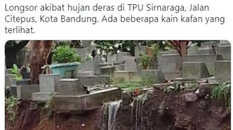 Ngeri! Longsor di TPU Sirnaraga Bandung, Warganet Merinding Lihat Penampakan Kain Kafan