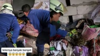 Aksi Damkar Evakuasi Ular Erami Telur di Dalam Rumah Bikin Heboh, Warganet: Saking Rajinnya Bersih-Bersih