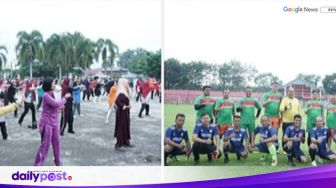 Forkopimda Asahan Senam Massal dan Main Sepak Bola