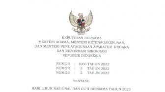 Pemerintah Tetapkan Hari Libur Nasional dan Cuti Bersama Tahun 2023