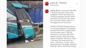 Bus Rombongan SMK PGRI 1 Nganjuk Hendak ke Bali Kecelakaan di Tol Jombang, 1 Tewas 4 Luka