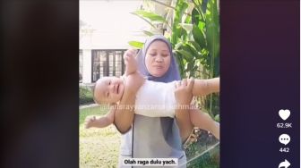 Viral Rayyanza Cipung Jadi Barbel Suster Rini, Ekspresinya Tertawa-tawa Bikin Salah Fokus