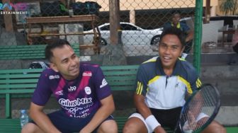 Siapkan Diri Lawan Desta, Raffi Ahmad Latihan Tenis Bareng Petenis Peraih Emas PON Papua