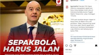 Gianni Infantino Dukung Sepak Bola Indonesia Berjalan Lagi, Warganet: Cepat Berbenah dan Segera Bangkit