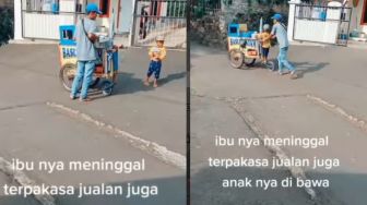 Potret Pedagang Cilok Jualan Bawa Anak, Perjuangannya Banjir Doa