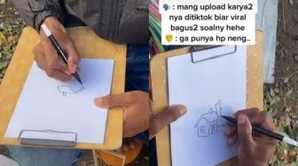 Dibuat Pakai Tangan, Pria Ini Jual Gambarannya Murah Cuma Seribu Rupiah ke Anak SD